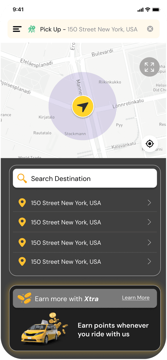 RIDE XTRA APP screen 2